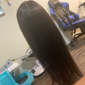 24 inch straight closure wig